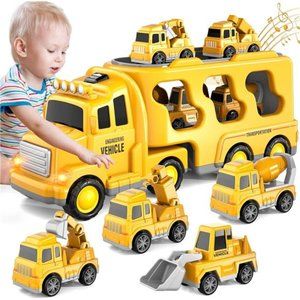Toddler Trucks Toys 5 in 1 Construction for Boys Girls Age 1 2 3 4 5 6 Years Old